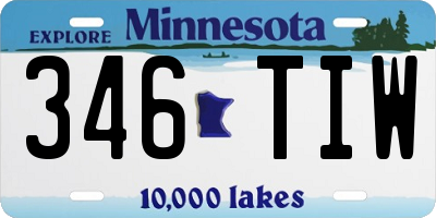 MN license plate 346TIW