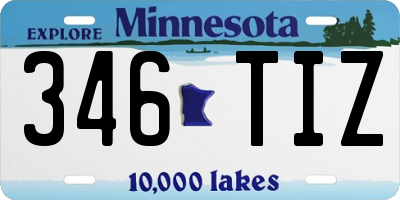 MN license plate 346TIZ