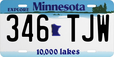 MN license plate 346TJW