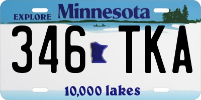 MN license plate 346TKA