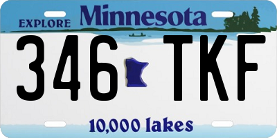 MN license plate 346TKF