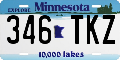 MN license plate 346TKZ