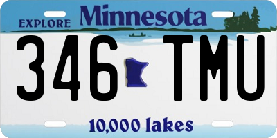 MN license plate 346TMU