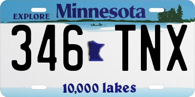 MN license plate 346TNX