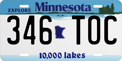 MN license plate 346TOC