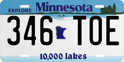 MN license plate 346TOE
