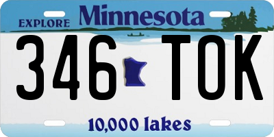 MN license plate 346TOK