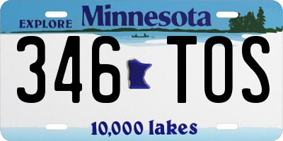 MN license plate 346TOS