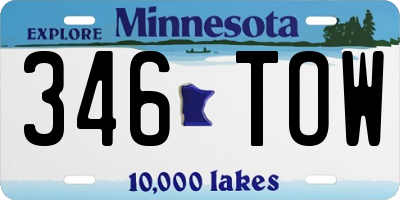 MN license plate 346TOW