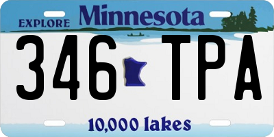 MN license plate 346TPA