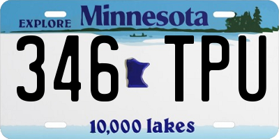 MN license plate 346TPU