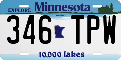 MN license plate 346TPW
