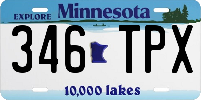 MN license plate 346TPX