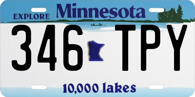 MN license plate 346TPY