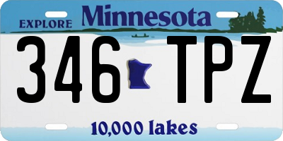 MN license plate 346TPZ