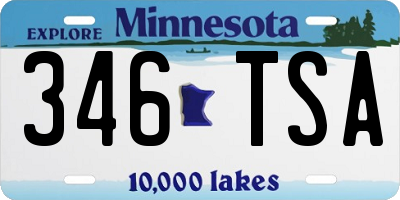 MN license plate 346TSA