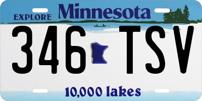 MN license plate 346TSV