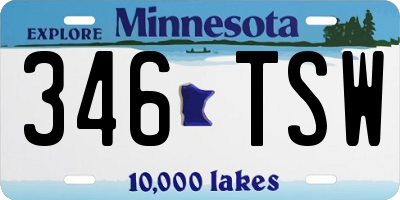 MN license plate 346TSW