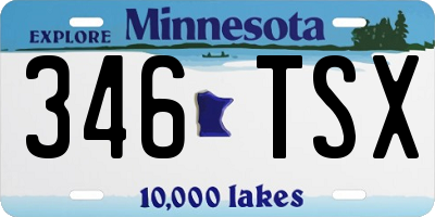 MN license plate 346TSX