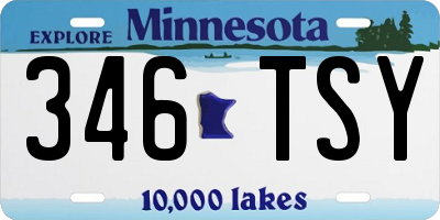 MN license plate 346TSY
