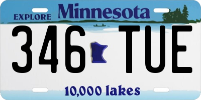 MN license plate 346TUE