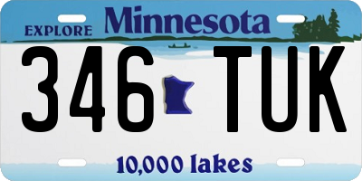 MN license plate 346TUK