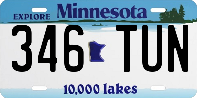 MN license plate 346TUN