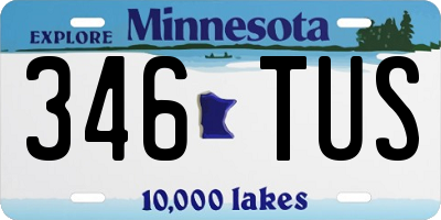 MN license plate 346TUS