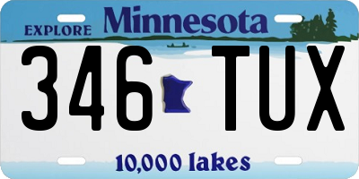 MN license plate 346TUX