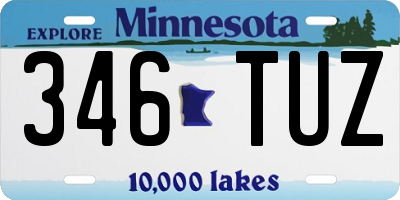 MN license plate 346TUZ