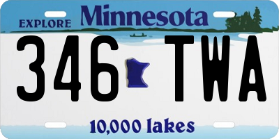 MN license plate 346TWA