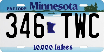 MN license plate 346TWC