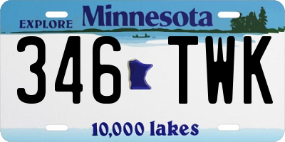 MN license plate 346TWK