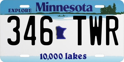 MN license plate 346TWR