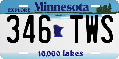 MN license plate 346TWS
