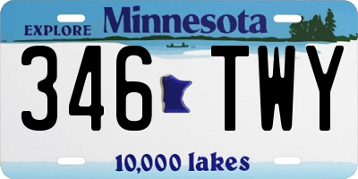 MN license plate 346TWY