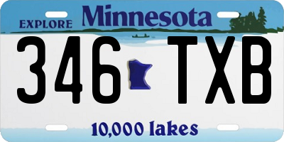 MN license plate 346TXB