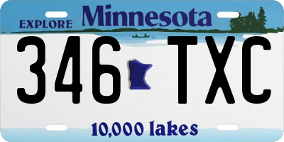MN license plate 346TXC
