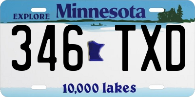MN license plate 346TXD