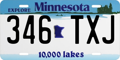 MN license plate 346TXJ
