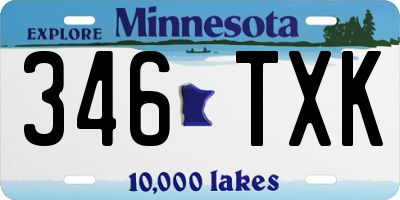 MN license plate 346TXK