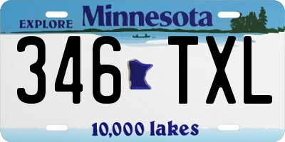 MN license plate 346TXL