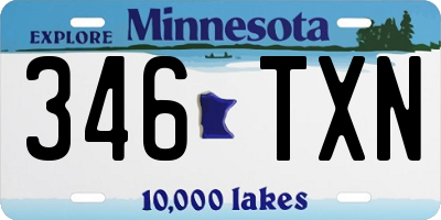 MN license plate 346TXN