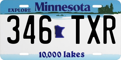 MN license plate 346TXR