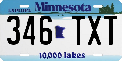 MN license plate 346TXT