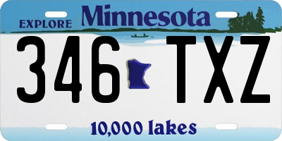 MN license plate 346TXZ