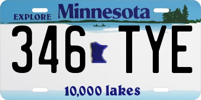 MN license plate 346TYE