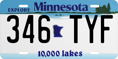 MN license plate 346TYF