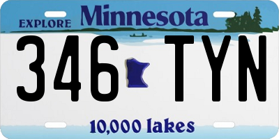 MN license plate 346TYN