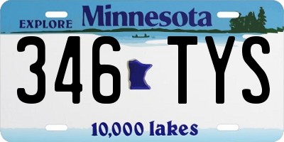 MN license plate 346TYS